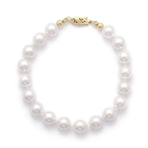 

0464 Cultured Akoya Pearl Bracelet with a Yellow Gold Clasp