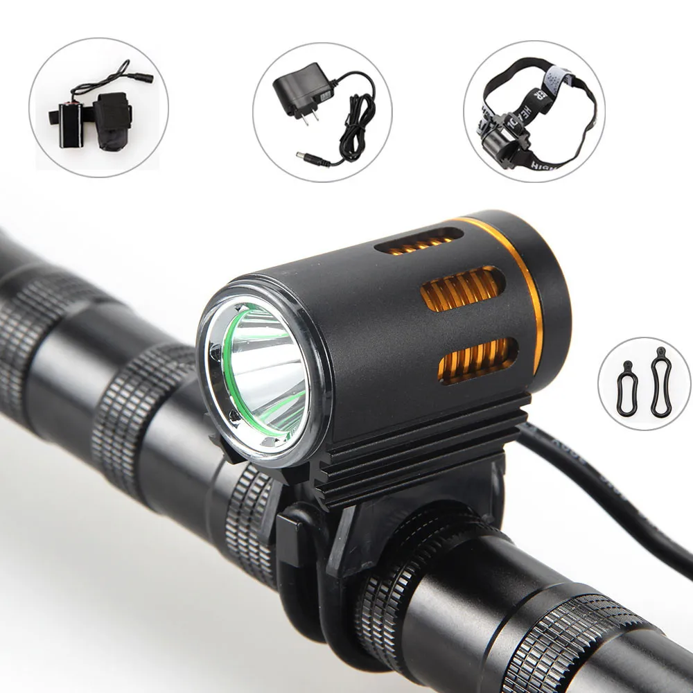

3000Lumens XM-L2 LED Head Front Bike Bicycle light Head lamp + 6400mAh Battery Pack+Headband+AC Charger