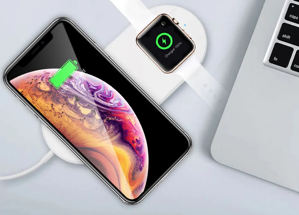 PORTEFEUILLE Dual Qi Wireless Charger Fast Stand Dock Pad 10W For iphone XS MAX XR X 8 Plus And Apple Watch 4 induction charger (7)