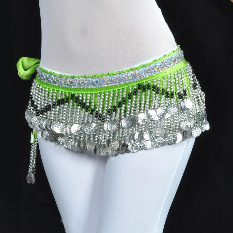 Стиль костюм для танца живота одежда индийский танец пояс-цепочка на талию хип шарф 10 цветов пояс для танца живота костюм для женщин - Цвет: Green