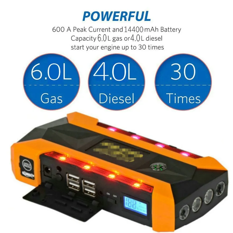 20000mAh Jump Starter For Car Starting Device LCD Display Vehicles Jumper Booster 4USB Power Bank Digitals Compass SOS Light 20000mAh Jump Starter For Car Starting Device LCD Display Vehicles Jumper Booster 4USB Power Bank Digitals Compass SOS Light