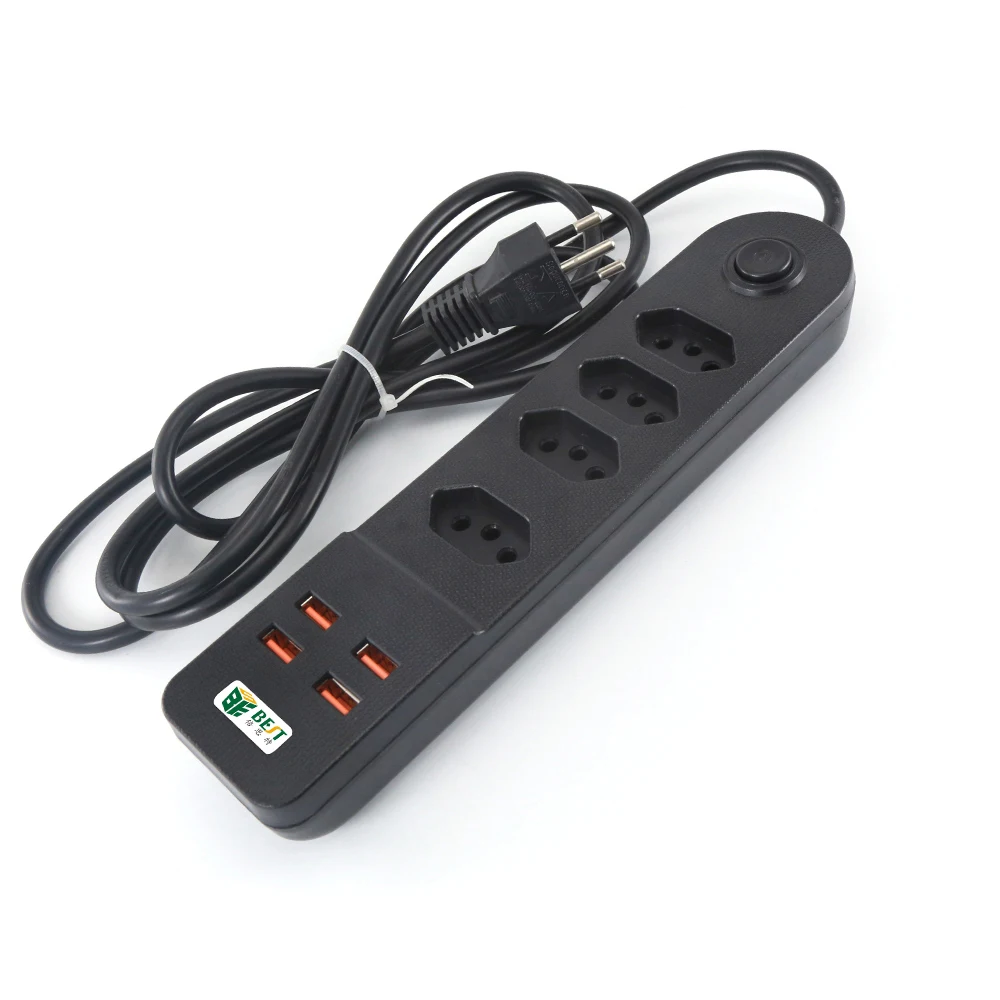 

Power Socket Brazilian Standard Plug 3/4 gang Electrical Sockets with 4 way USB Ports Brazilian Standard Extension Power Outlet