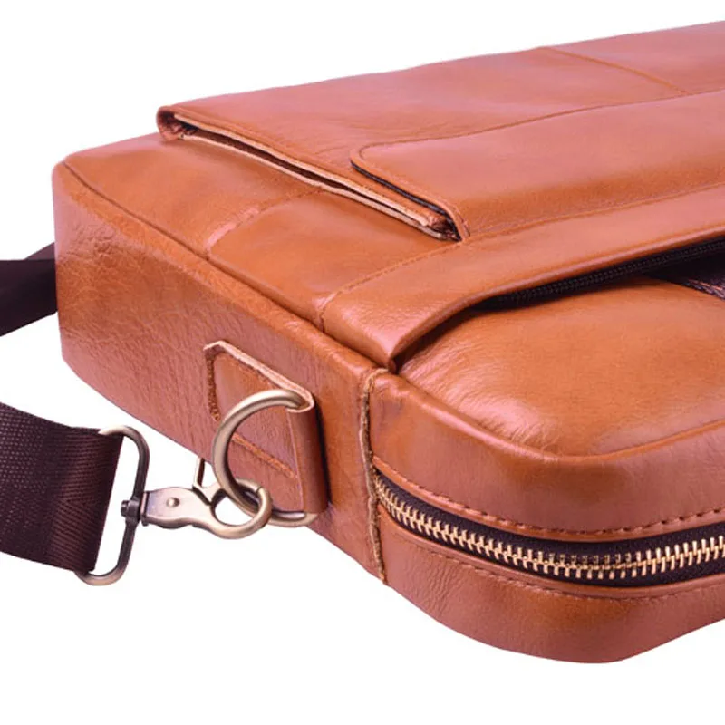 EUMOAN Head leather handbag, men's vintage leather computer briefcase