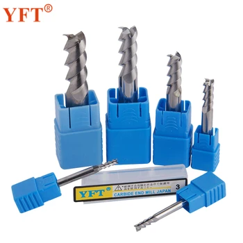 

YFT 3 Flutes Milling Cutter 1-20mm Tungsten Carbide End Mills For Cutter Aluminium Copper Alloy CNC Router Bits Tools