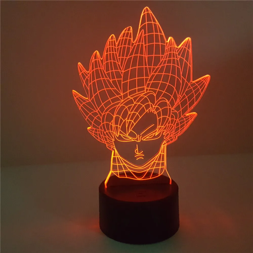 Светодиодный ночсветильник Vegeta Super Saiyan 3D лампа Son Goku светодиодная настольная с