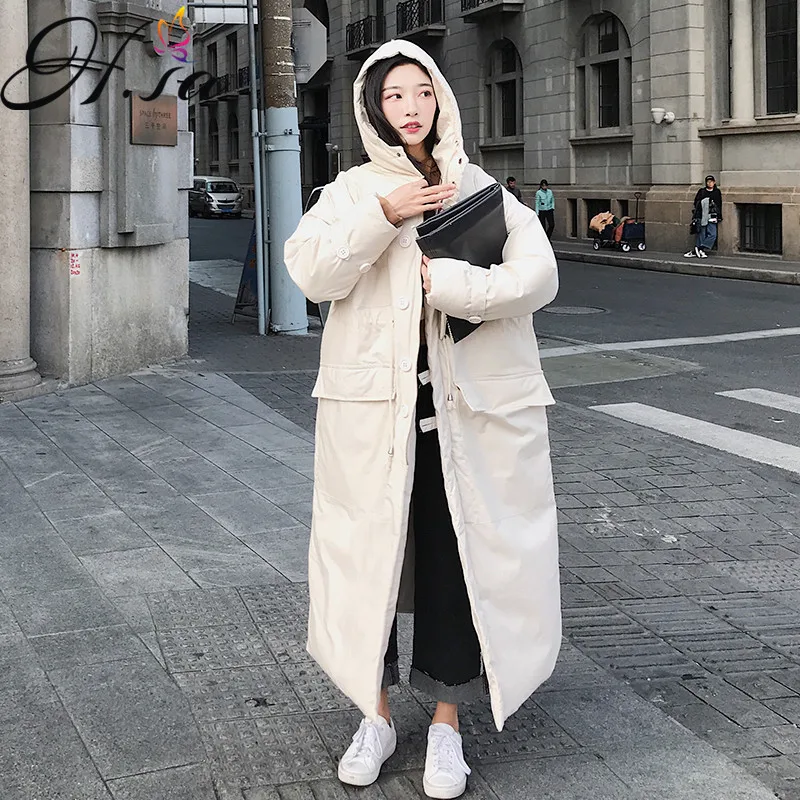 H.SA Large Fur Collar Women Parkas 2018 Female Oversize Thicken Cotton Parka X-Long Ladies Outerwear Jacket Winter Snowwear Coat