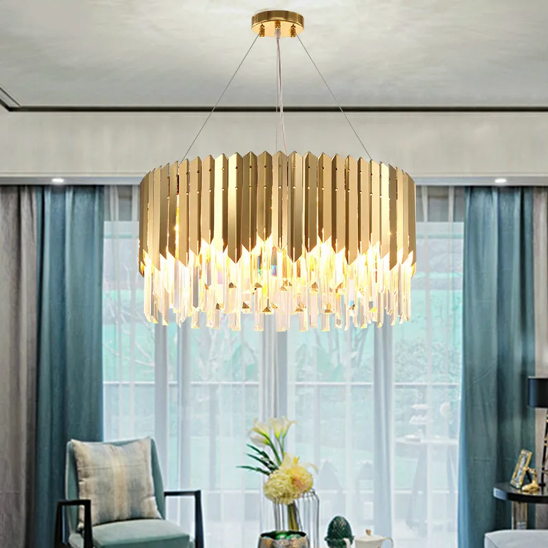 

Postmodern light luxury golden chandelier round crystal lamp simple restaurant bedroom lamp new living room bar table lamp