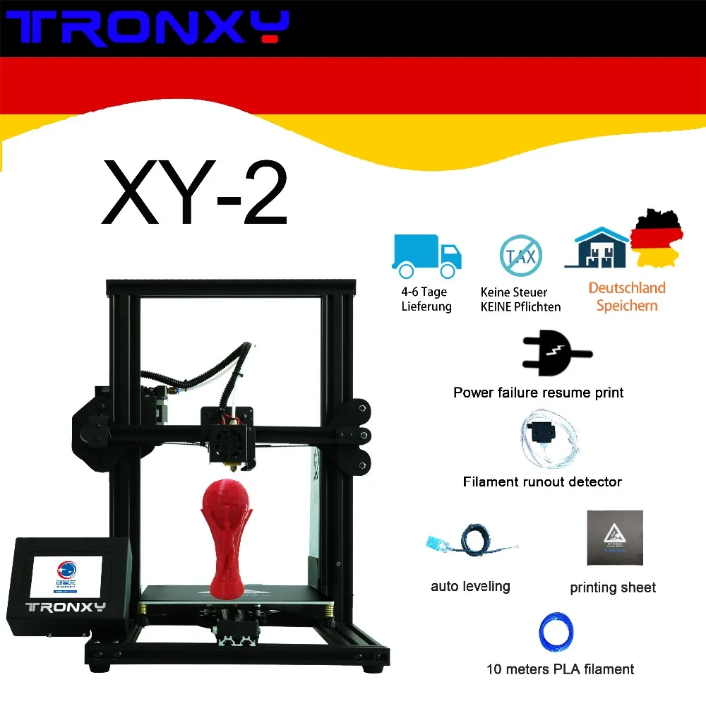 

Upgraded Auto leveling Tronxy XY-2 3D Printer hotbed size 220*220mm Filament sensor with 3M heat bed sticker as gift