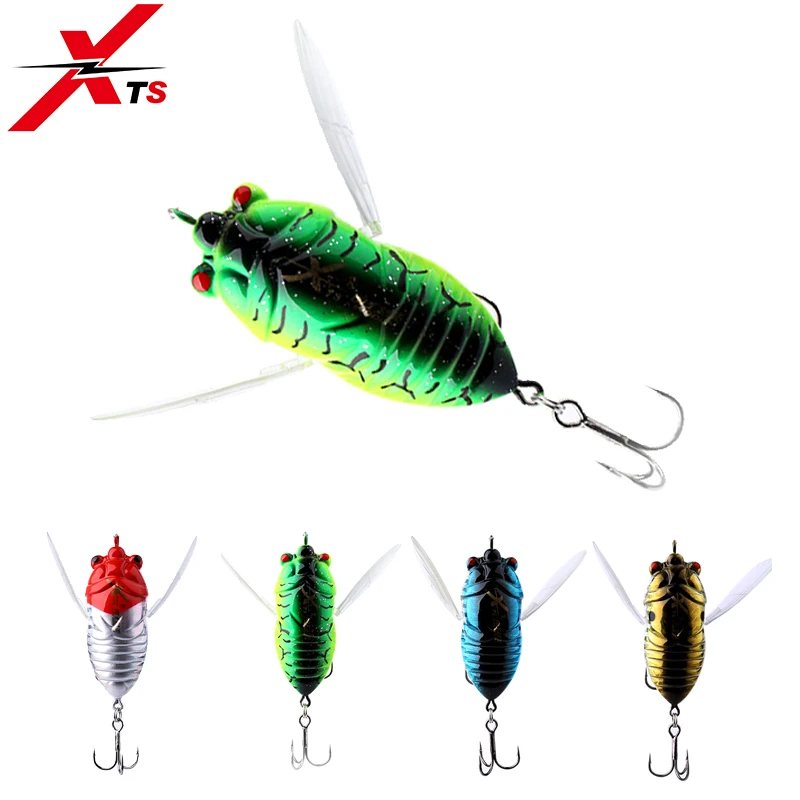 

XTS Fishing Hard Lure 40mm 5.5g,55mm 12.1g Artificial Insect Topwater Floating Bait Cicada Lure 4 Colors Fishing Jerkbait 5276