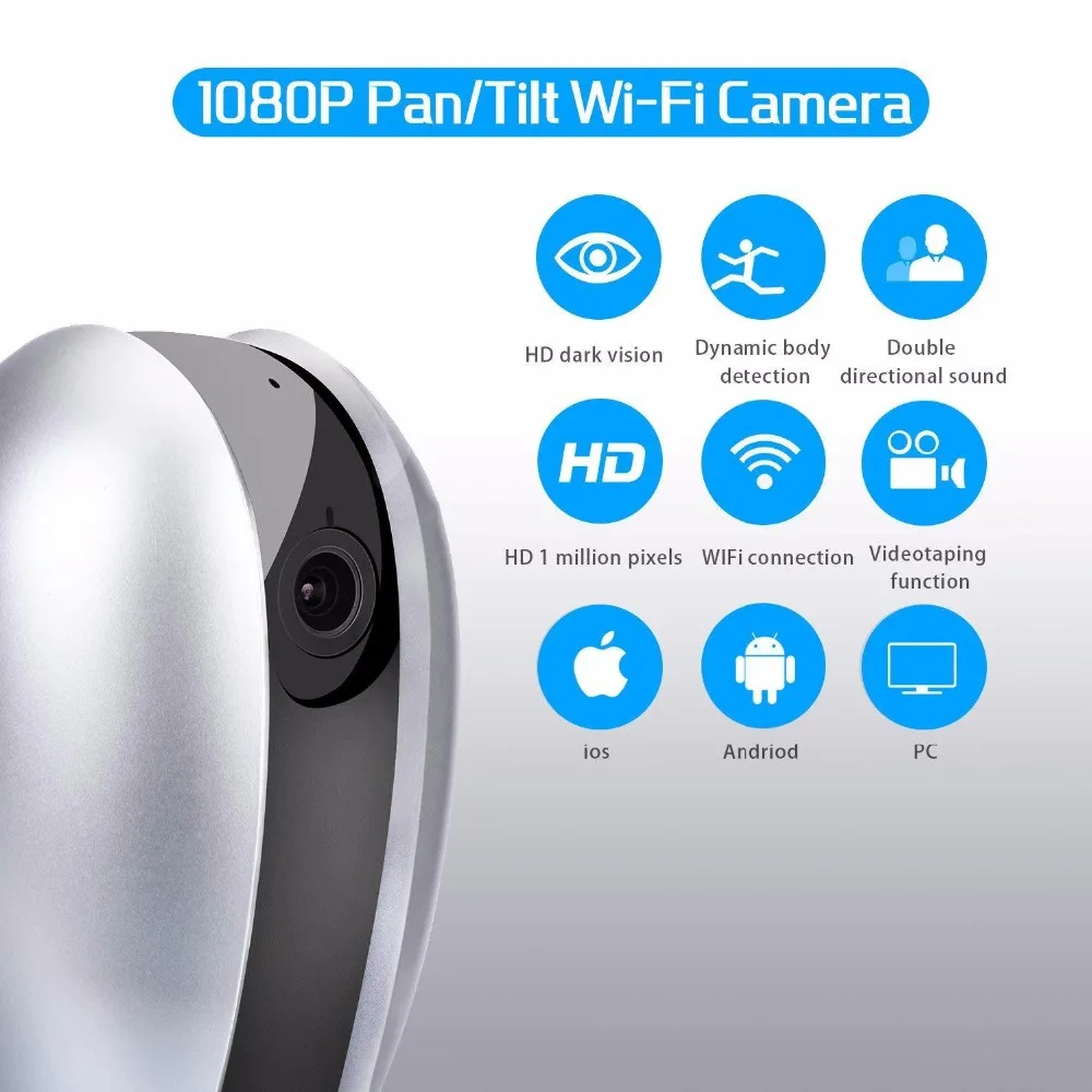

1080P HD Wireless Baby Monitor Portable WiFi Night Vision Baby Sleep Monitor Audio Record Surveillance Home Security IP Camera