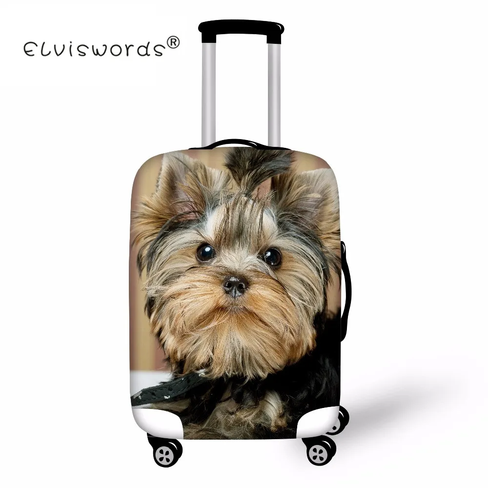 ELVISWORDS Thick Elastic Luggage Suitcase Cover Apply To 18-30 Inch Cases 3D Yorkies Dog Trolley Case Covers Travel Acessories