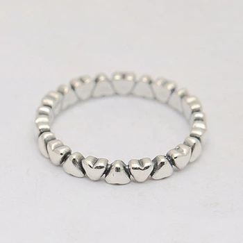 

Good Quality Trendy Famous Brand 100% 925 Sterling Silver Flat Linked Heart Finger Ring FREE SHIPPING