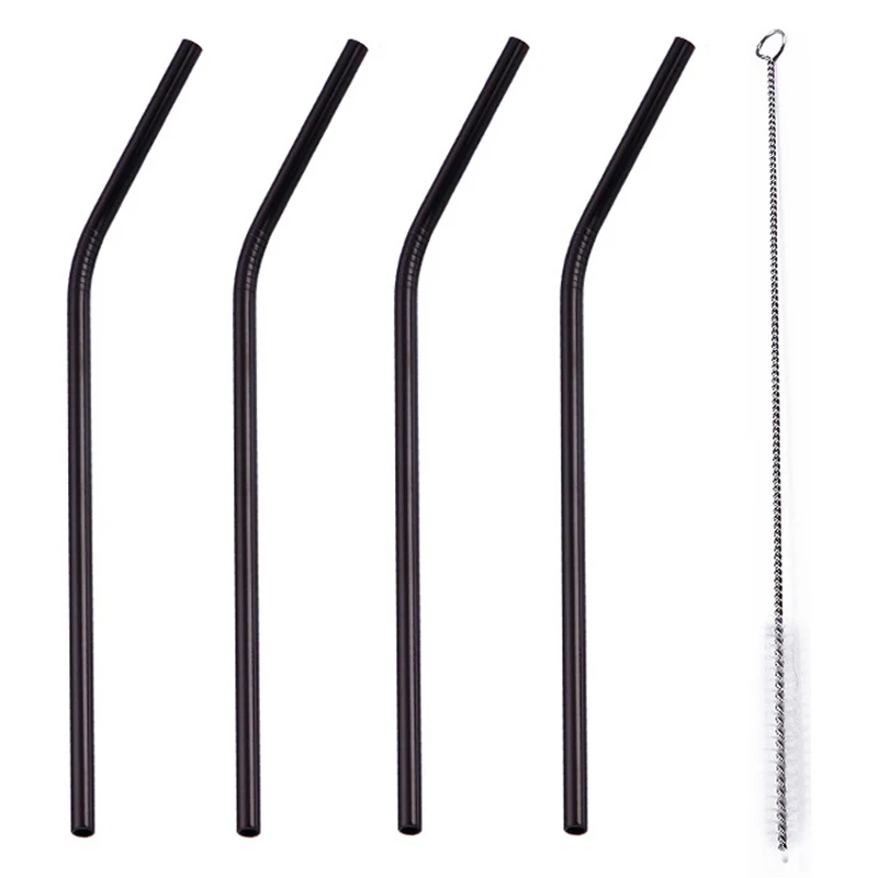 Eco-Friendly Reusable Stainless Steel Drinking Straw Set with Cleaner and Carrying Case