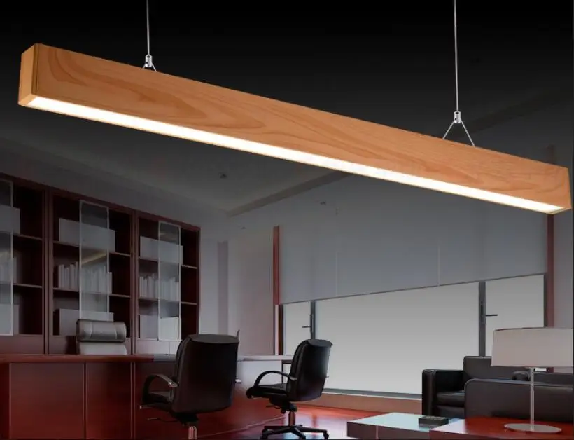 

Imitation Wooden LED lighting Pendant Lights office studio imitation wood aluminum rectangular table line MZ116
