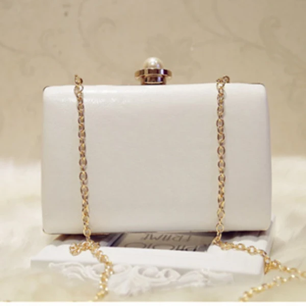 Fashion Women Leather Evening Bag Dinner Party Lady Wedding Flower Clutch Purse(white) images - 6