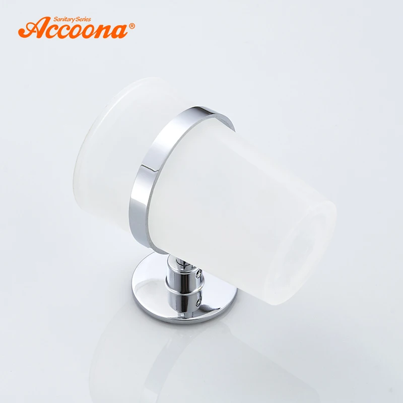 Accoona Bath Toothbrush Tooth Cup Holder With Acrylic Cup Wall Mounted Bath Single Rack Bathroom Accessories A11903