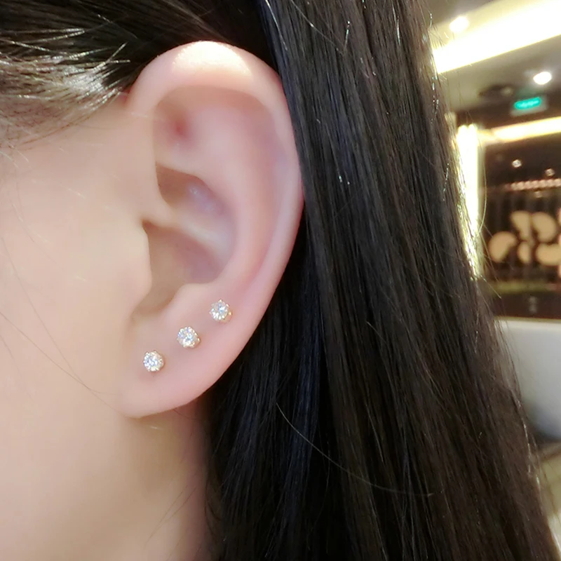 

Hot sell Men Good Clear Crystal Stainless steel Earrings for Girl fashion zicon titanium earring single male jewelry party women