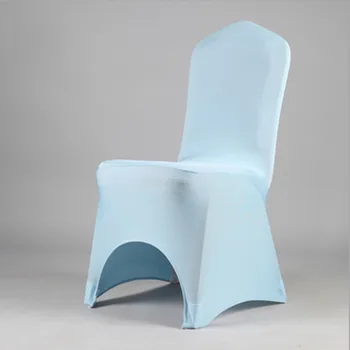 

100pcs High Quality Thick Light Blue Banquet Lycra Spandex Chair Covers Stretch Wedding Chair Covers For Hotel Event Decoration