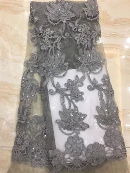 

2019 Latest Pure grey Laces Fabrics High Quality Tulle African Laces Fabric For Wedding Dress African French Tulle Lace