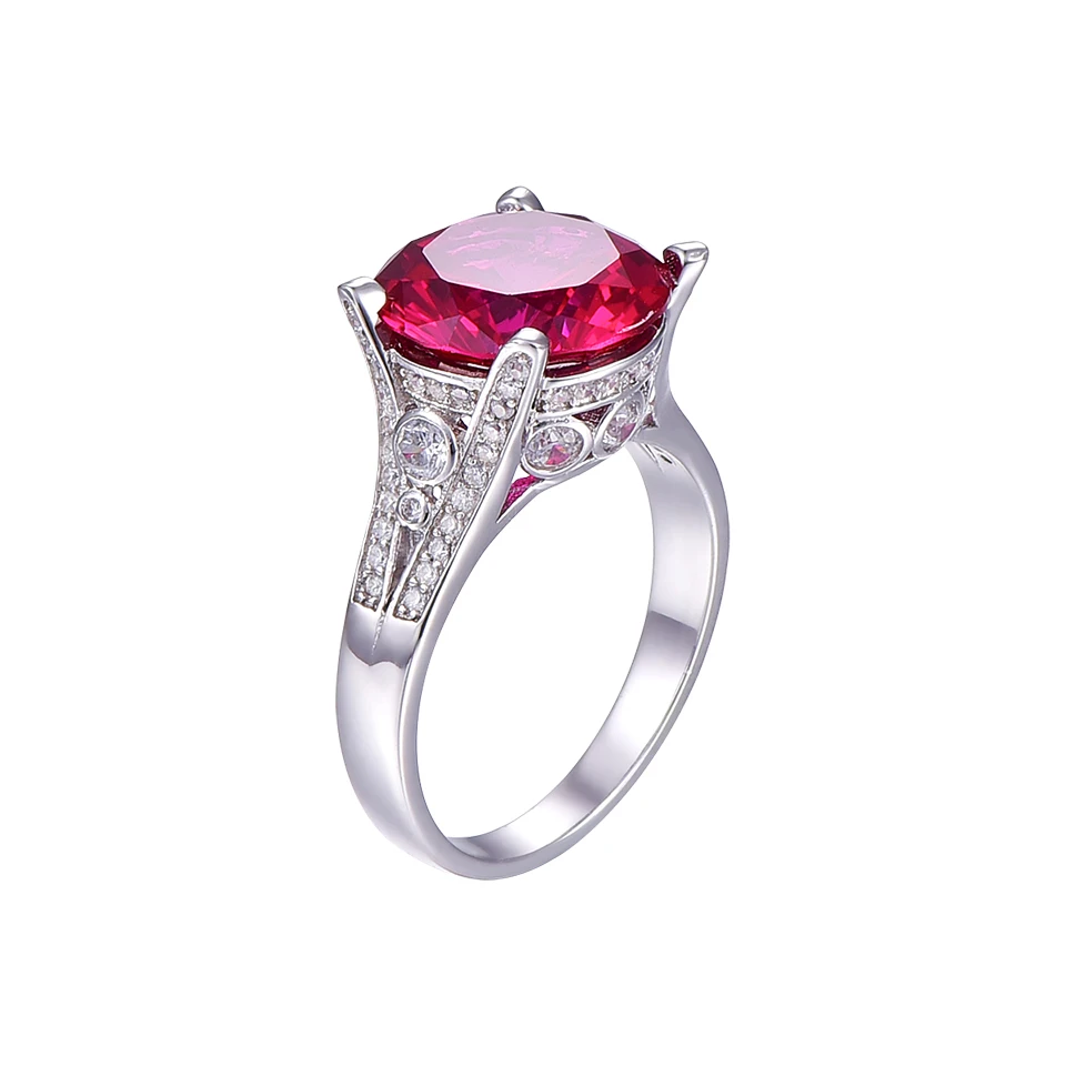 Bijoux Femme Marque De Luxe Стерлинговое Серебро 925 пробы Круглый красно рубиновый разрез