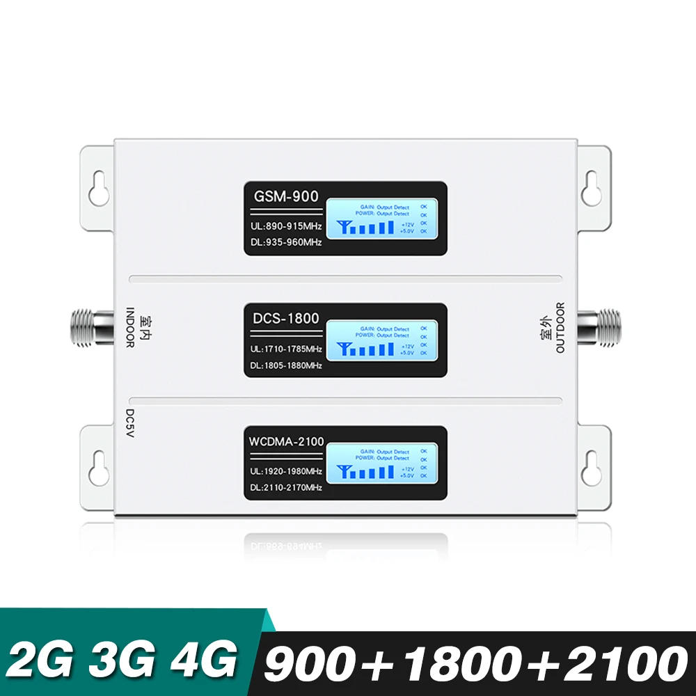 2G 3G 4G Tri Band Booster GSM 900 4G LTE DCS 1800 3G UMTS WCDMA 2100 Cell Phone Signal Repeater Mobile Signal Amplifier For Home