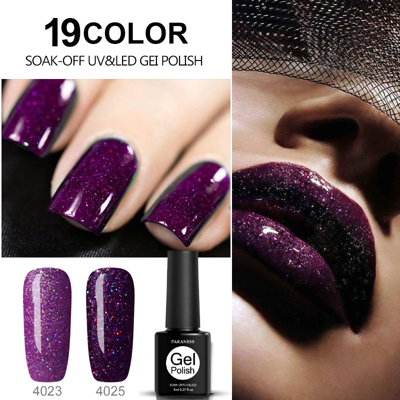 Paraness 8ML Hybrid Polygel Lacquer Rainbow Sequin Nail Star Glitter Lucky Neon Gel Polish Varnishes for Manicure Semi Permanant