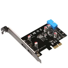 DIEWU SuperSpeed 2-Port USB 3.0 19-pin USB3.0 PCI-E PCI Express pcie riser Card Motherboard 20P 20 pin Connector Chipest VL805