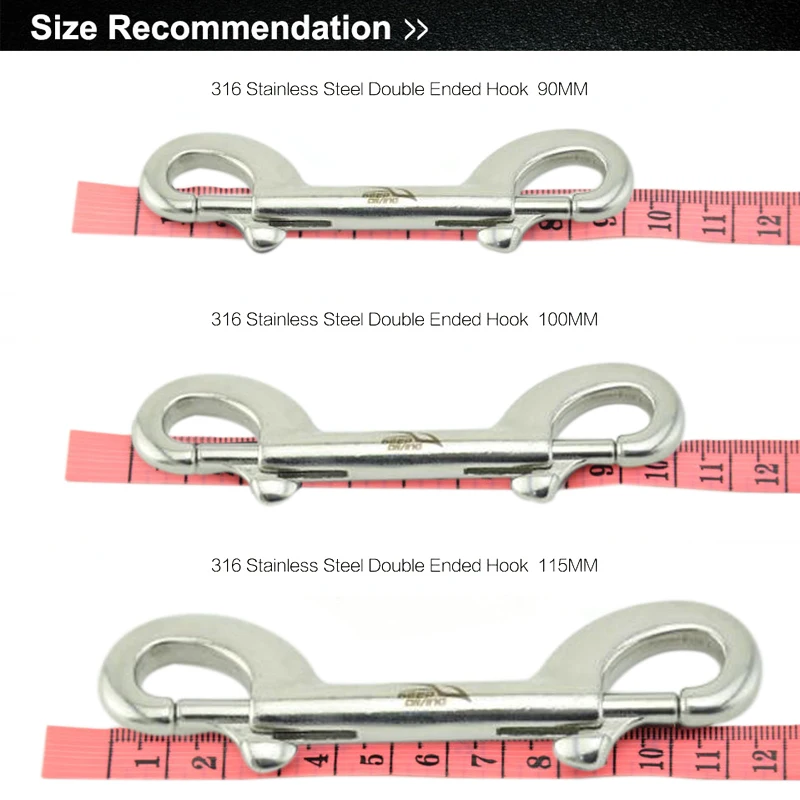 316 Stainless Steel Scuba Diving Double Ended Hook BCD Snap Hook Clip Bolt kit Quick Draw 90MM/100MM/115MM for Diving Equipment. 3