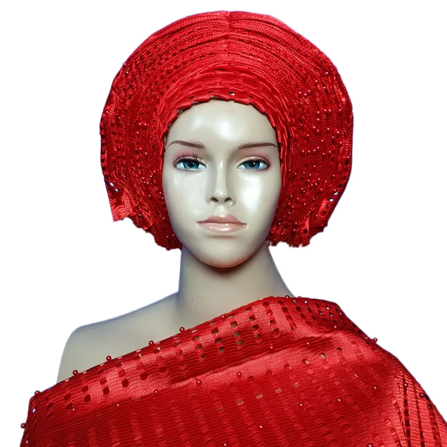 Новое поступление Африканский головной убор AsoOke aso oke с бисером | Тематическая