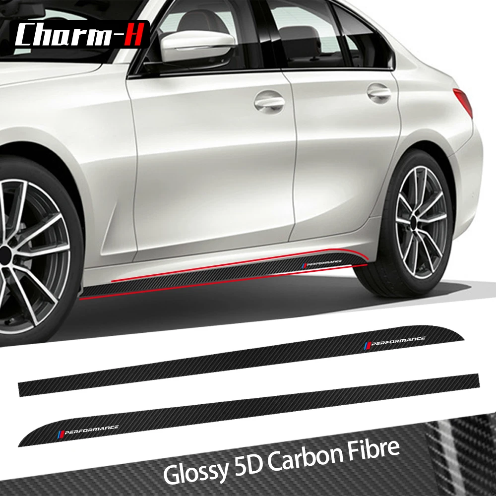 

2Pieces Car Styling New M Performance 5D Carbon Fibre Side Skirt Sill Racing Stripes Decal Sticker for BMW G20 3 Series 2019