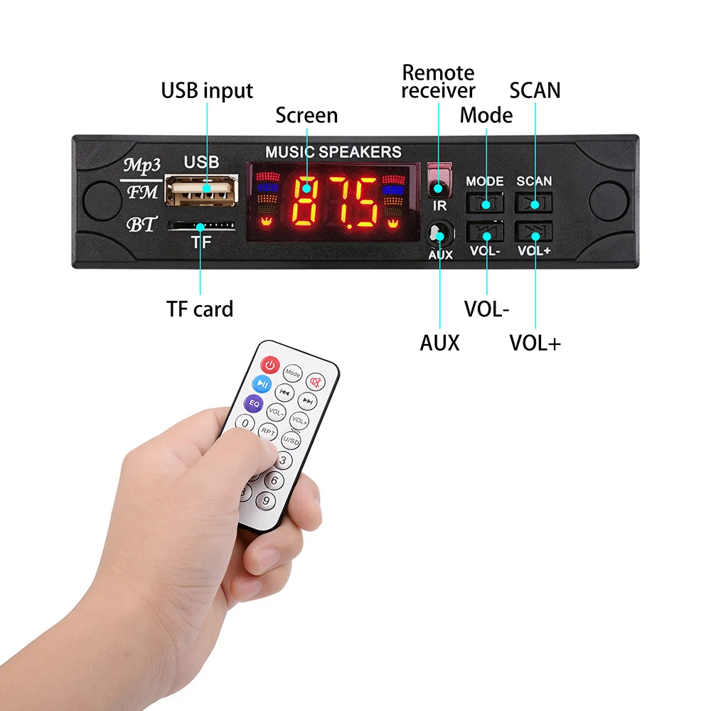 AIYIMA 12 в MP3 декодер доска цветной экран без потерь Bluetooth музыкальный плеер USB TF FM