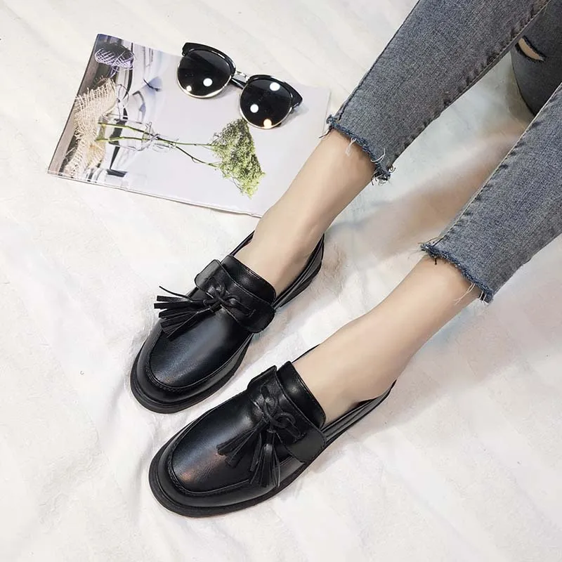 New Spring Party Shoes Women Oxfords Flat Slip-on Fashion Platform With Fringe British Style Shoes Round Toe Casual Shoes