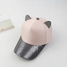 Новое поступление женских зимних Шапки комплект из модных женских трикотажная бейсболка с кошачьими ушками бейсболки козырек шапка H35