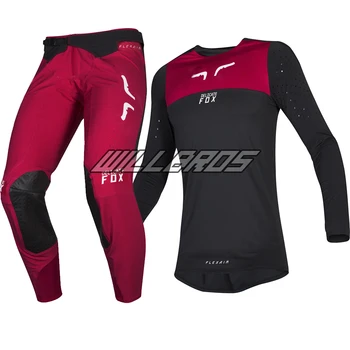 

2019 NAUGHTY FOX Motorcycle 2019 Flexair Motocross Racewear Royl Flame Red Adult Jersey Pant Combo Bike Gear Set