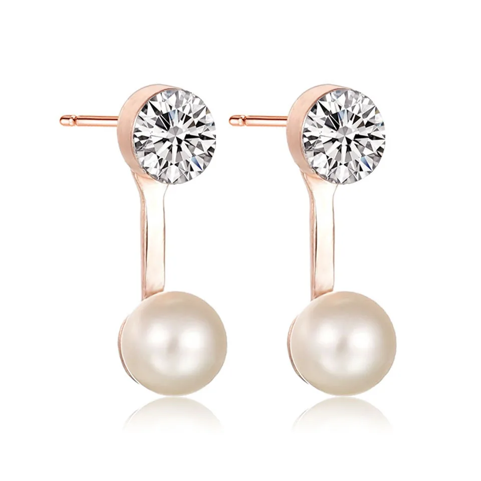 

Bohemian Rose Gold Metal Alloy Rhinestone Imitation Pearl Earrings Ladies Simple Fashion New Female Jewelry 2019 New Year Gift
