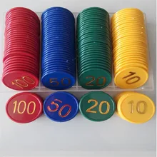 160 шт пластиковый покер чип значение 10 20 50 100 большие цифры печать для игровых жетонов Пластиковые монеты-желтый+ зеленый+ красный+ синий