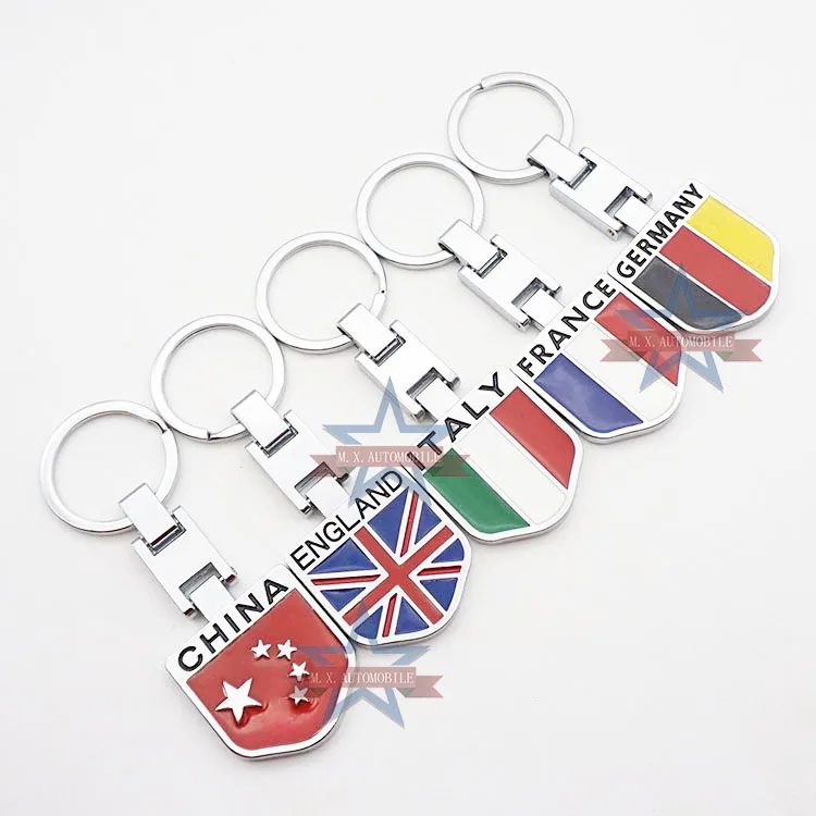 

Personality Car Accessories Car Key Ring Jewelry France China England Italy Flag Keychain Pendant Key Chain