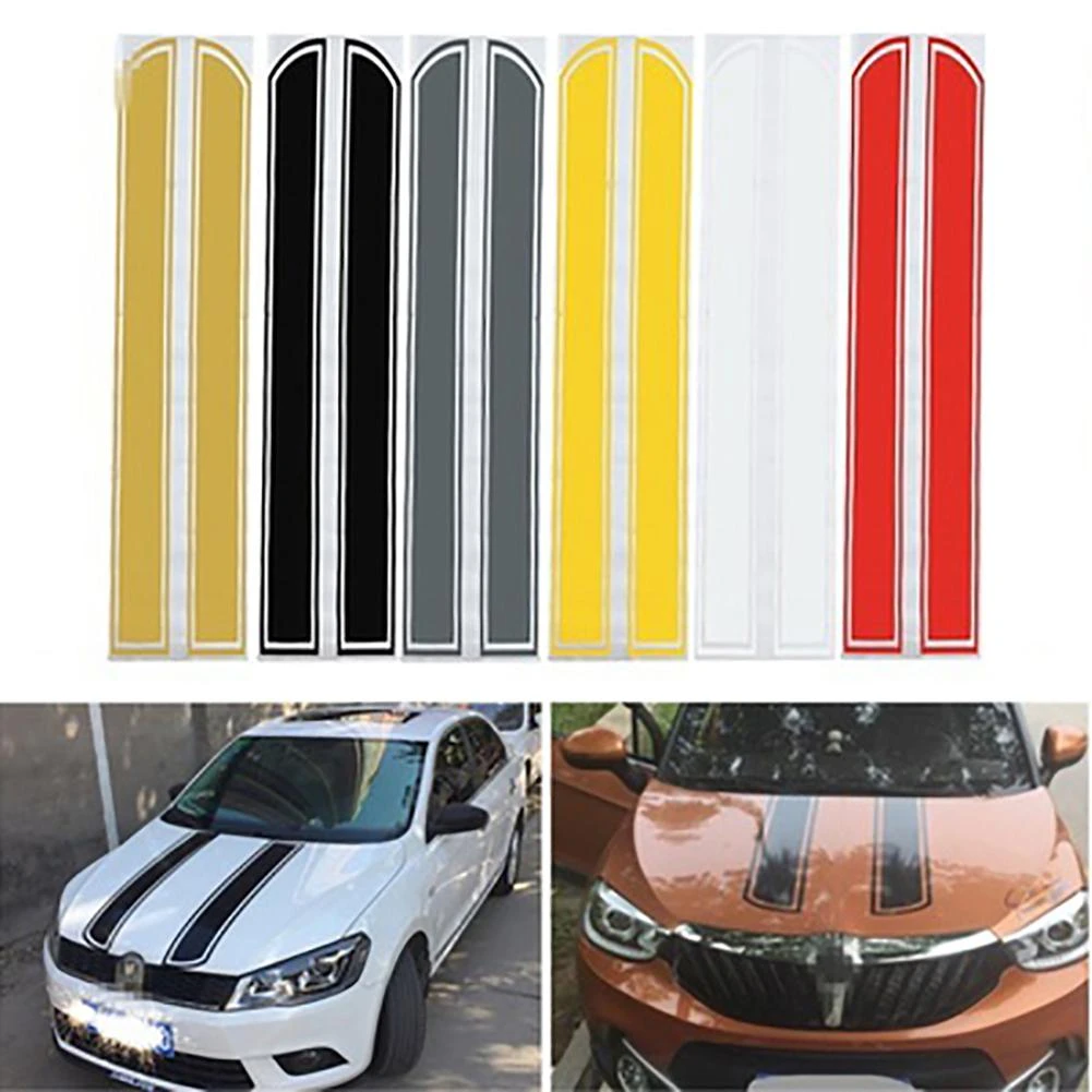 Auto Car Racing Rally Dual Stripes Hood Side Roof Tail Stickers Decals Decor  - Car Stickers - AliExpress