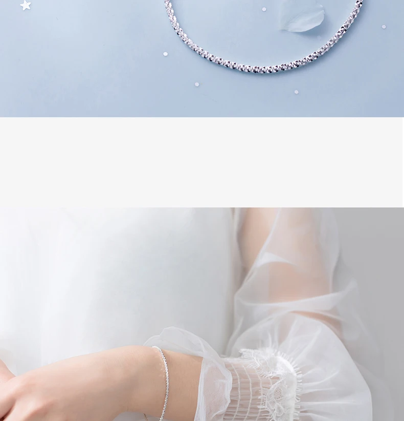 MloveAcc Лидер продаж настоящее 925 пробы Серебряный сверкающая нить браслет цепочка для женщин ювелирные украшения подарок на удачу
