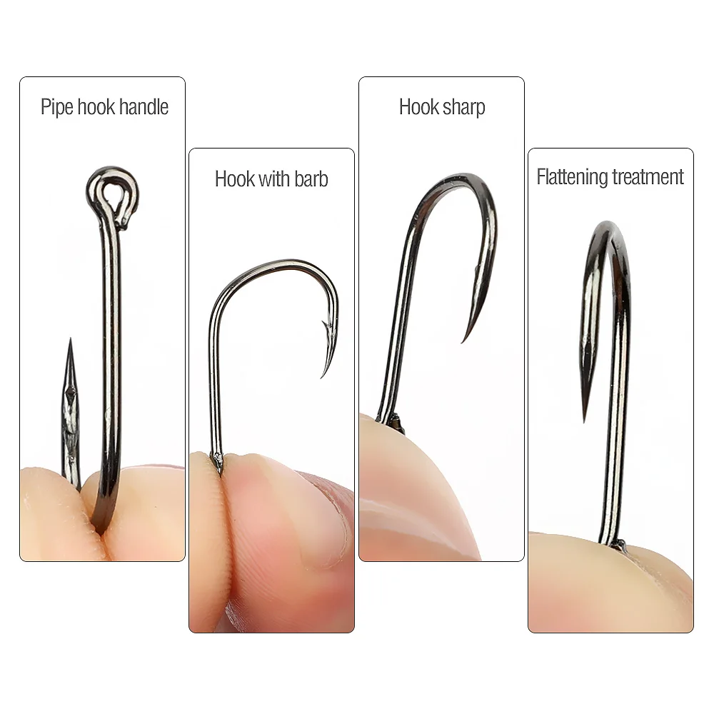 DONQL 100pcs Fishing Hooks Set Carbon Steel Single Circle Fishhook Fly Fishing Jip Barbed Carp Hooks Sea Tackle Accessories DONQL 100pcs Fishing Hooks Set Carbon Steel Single Circle Fishhook Fly Fishing Jip Barbed Carp Hooks Sea Tackle Accessories