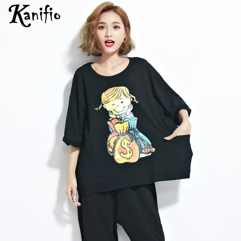 

Kanifio Brand Plus Size Women Fashion Print Cotton T-Shirt Lady Casual Loose Summer Top Tees Female Shirt Tunic Blusas 2018 6XL