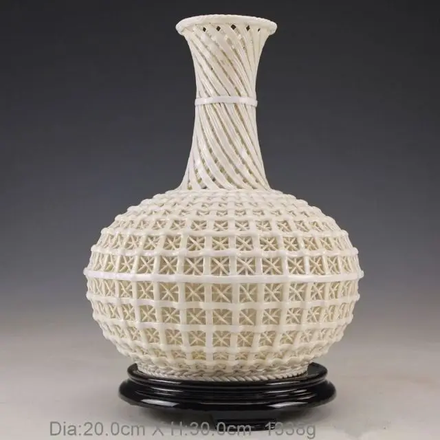 Orientální Vintage čínská Dehua porcelánová ruční práce vzácná velká váza NR