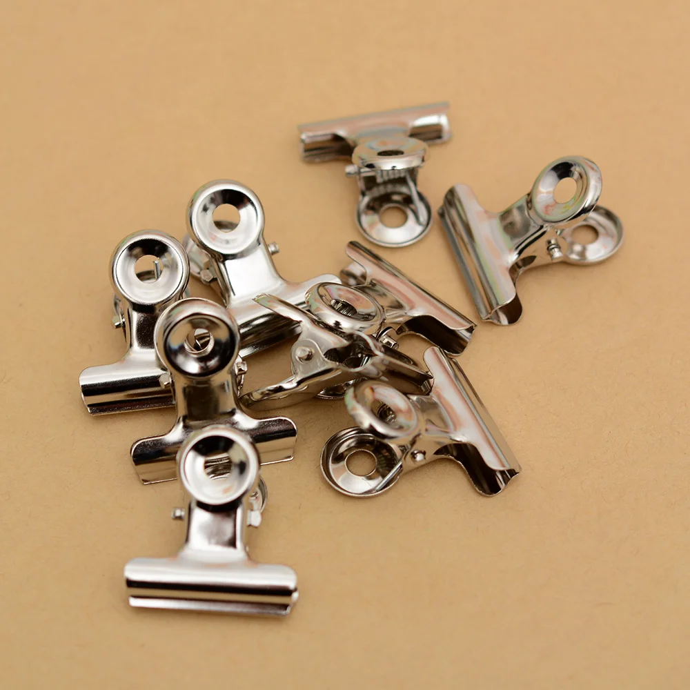 10pcs Round Metal Grip Clips Silver Bulldog Clip Stainless Steel Ticket