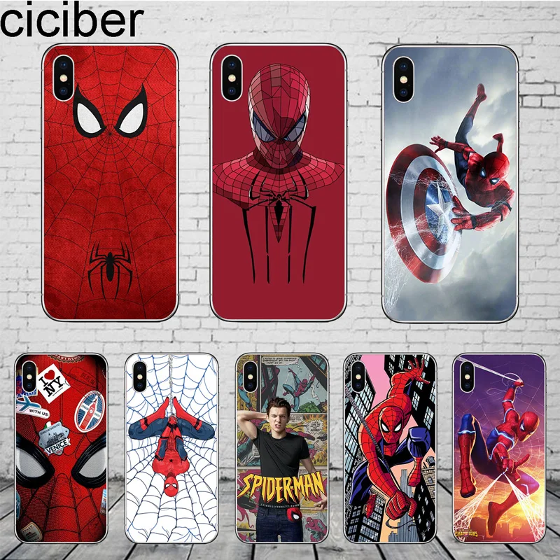 

ciciber Marvel Spiderman Phone Cases for iPhone 11 Pro Max Cover For iPhone XR 8 7 6 6S Plus X XS MAX 5S SE Soft TPU Shell Coque