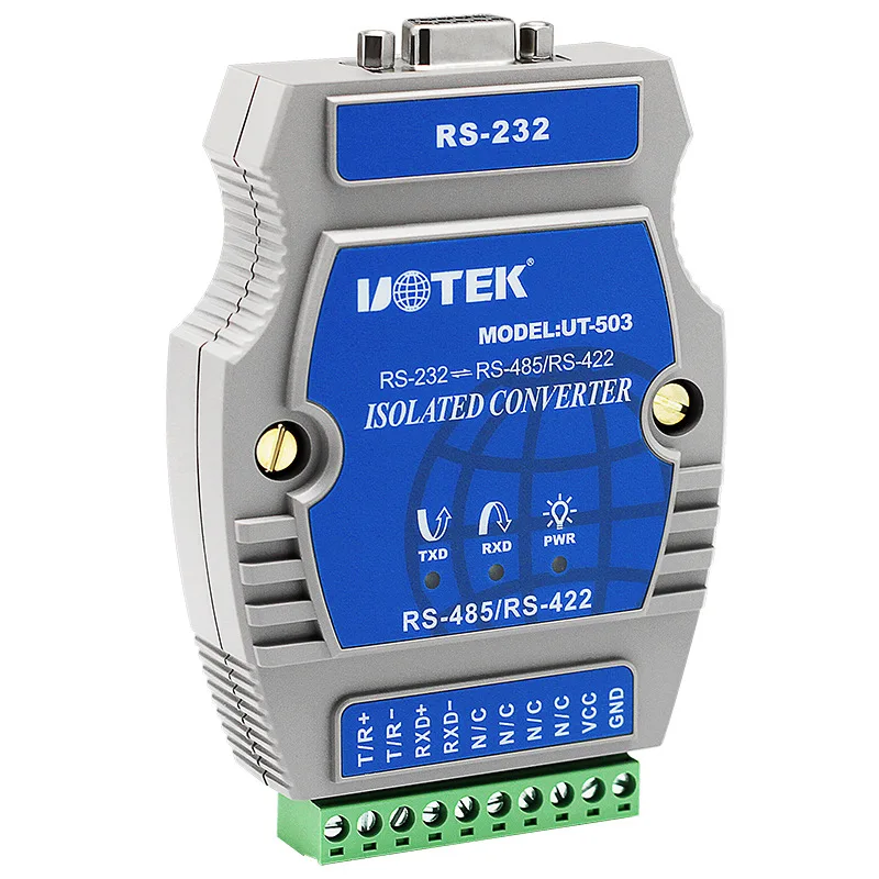 

UT-503 RS232 to RS485/422 converter Optical isolation Rail type industrial grade UT-503