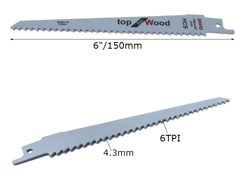 " /150 мм поршневые лезвия для пилы Набор S644D ножовочное полотно для резки из дерева, ПВХ пластиковые фанеры Обрезка Деревообрабатывающие инструменты