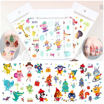 

10pcs Cartoon Waterproof Temporary Tattoo Cute Squirrel Fox Dog Bird Animal Tatto Stickers Flash Body Art Fake Tattoos for Kids
