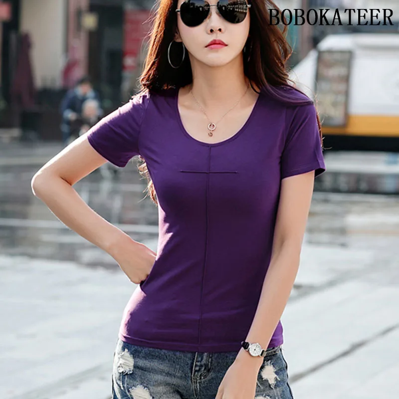 BOBOKATEER camisetas Mujer 2018 verano camisetas Mujer tops algodón camiseta Mujer talla grande camiseta blanca Mujer camisetas Camiseta