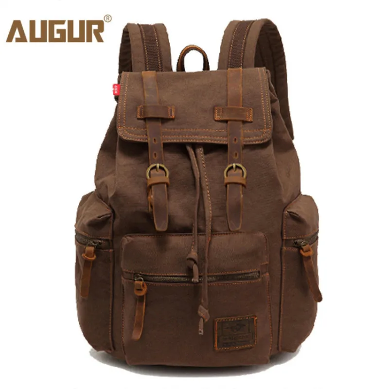 

AUGUR New Fashion Men's Backpack Vintage Canvas Backpack School Bag Men's Travel Bags Large Capacity Travel Laptop Backpack Bag
