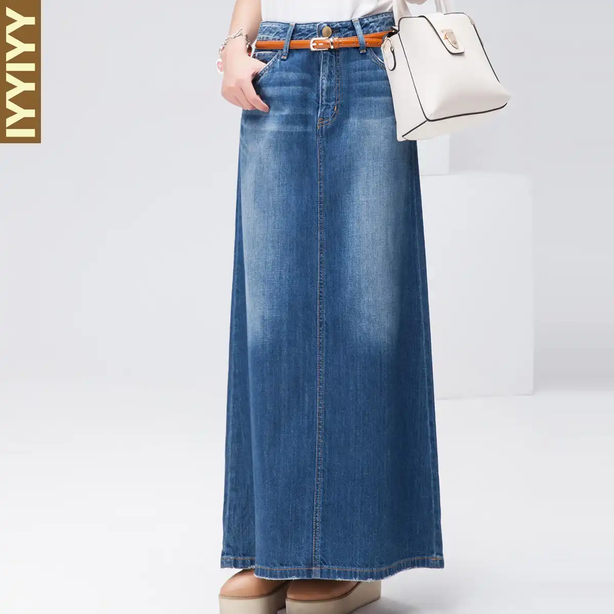 plus size maxi jean skirts